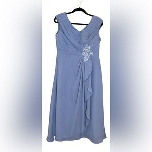 New Dusty Blue Chiffon Formal Dress; Perfect for Weddings, Proms, Easter, etc